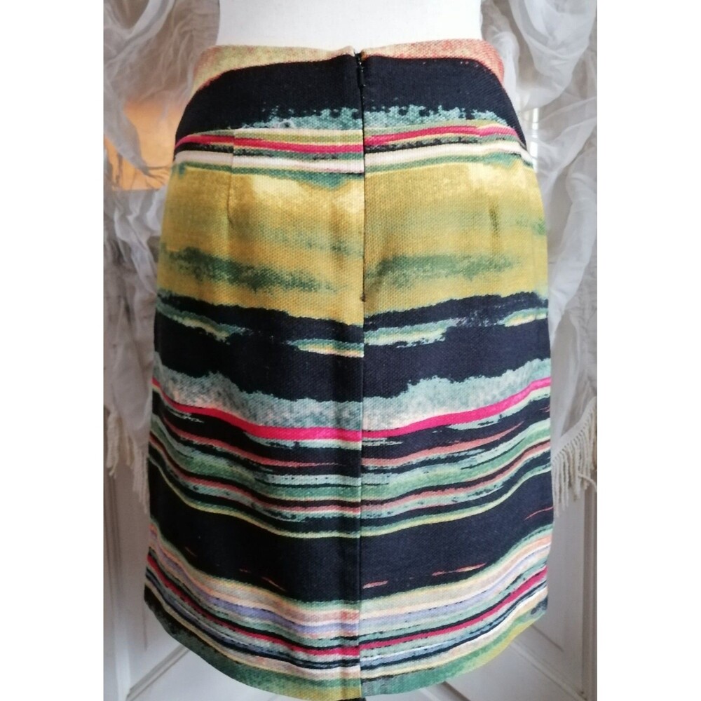 Etcetera Nomad Wool Silk  Abstract Watercolor Striped Skirt 6 - Picture 2 of 2